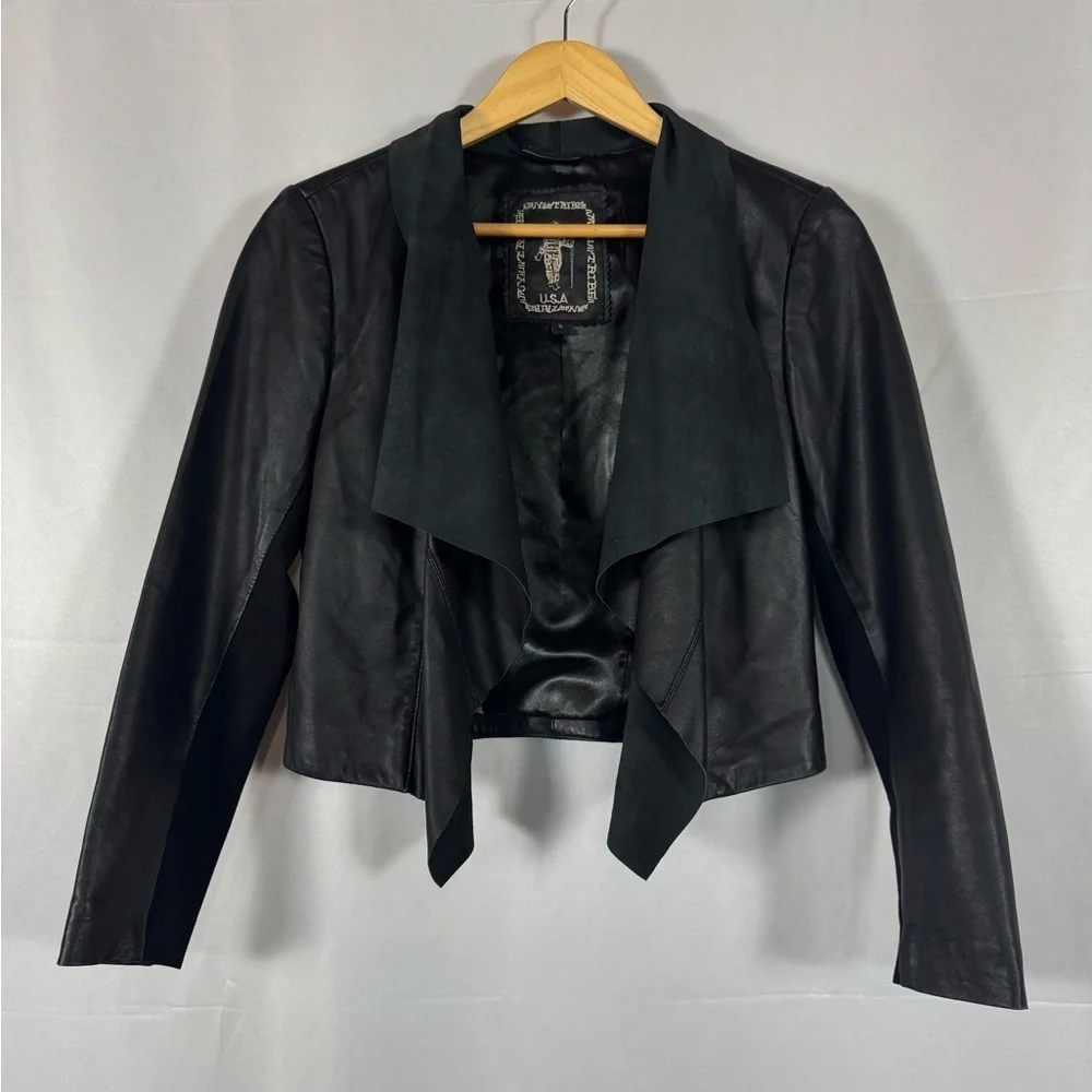 My Tribe Jacket Genuine Leather‎ Black Biker Punk Rock Grunge Indie Sleaze Small